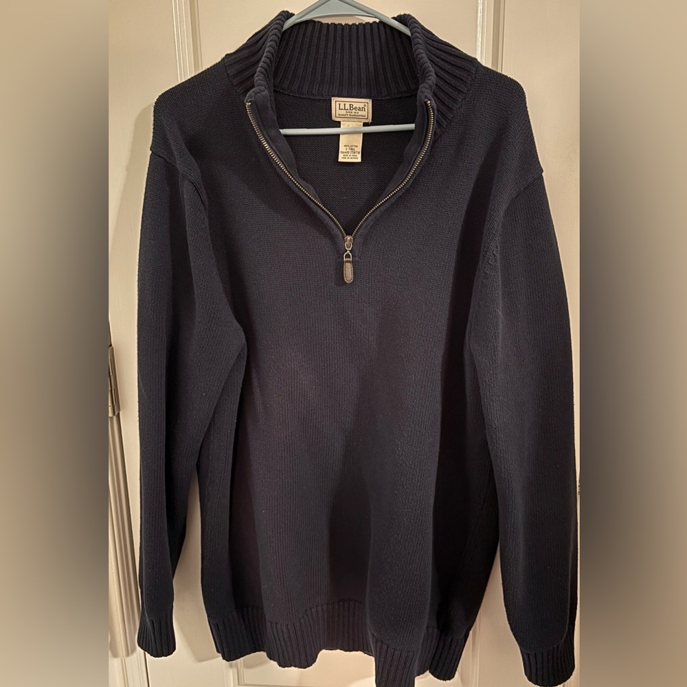 L.L. Bean Men's Navy Zip-Neck Sweater